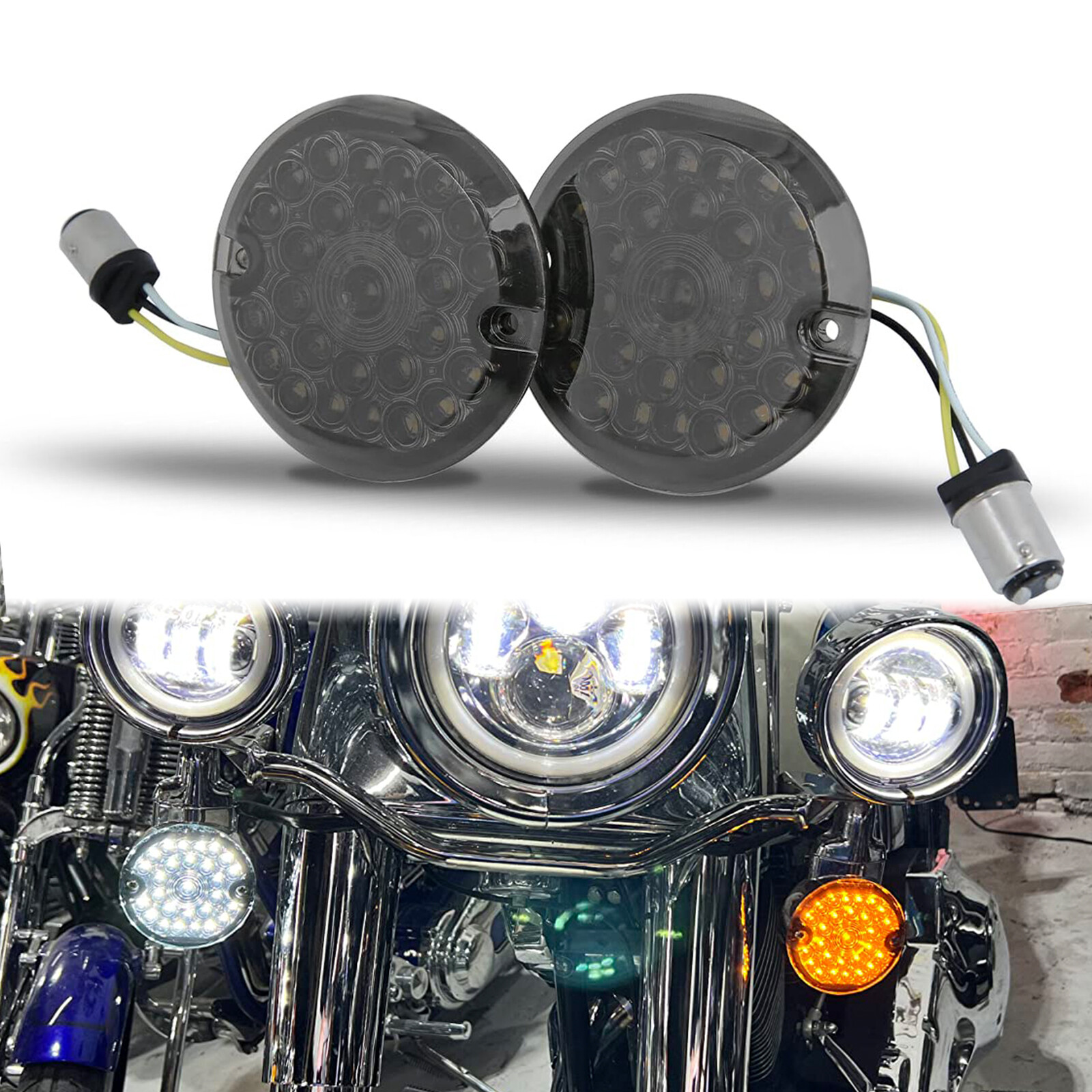 3-1/4" 1157 LED Turn Signals Blinker Lights For Harley Road King Electra Glide