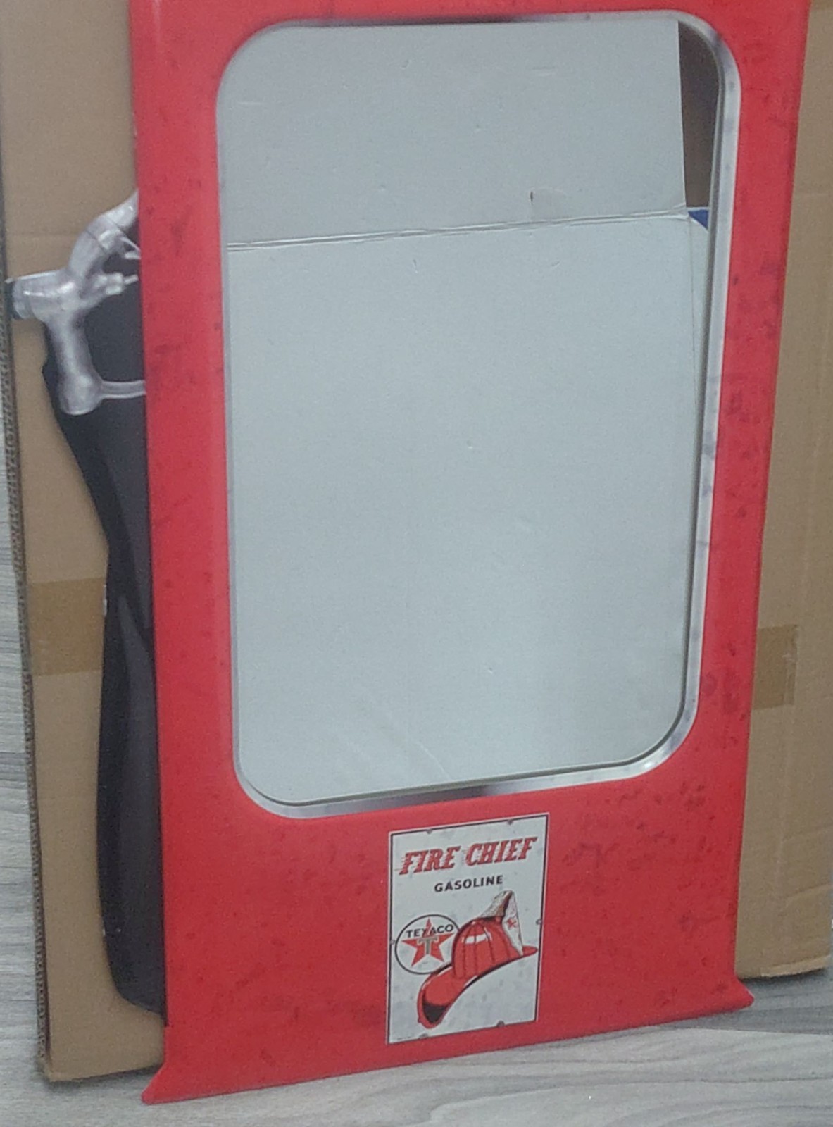 Texaco Gasoline Fire Chief Mirror Sign 15" x 31" Vintage Style Man Cave Decor