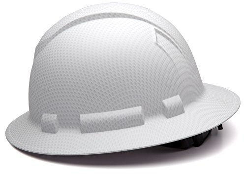 Pyramex HP54116 Ridgeline Full Brim Hard Hat 4 Pt Ratchet Matte White Pattern