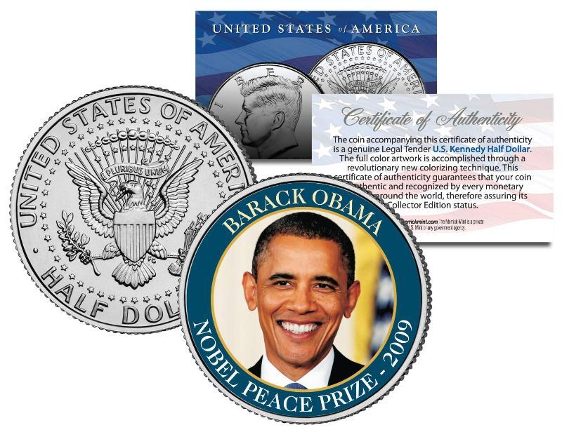 BARACK OBAMA * NOBEL PEACE PRIZE * 2009 Medal Winner JFK Half Dollar U.S. Coin