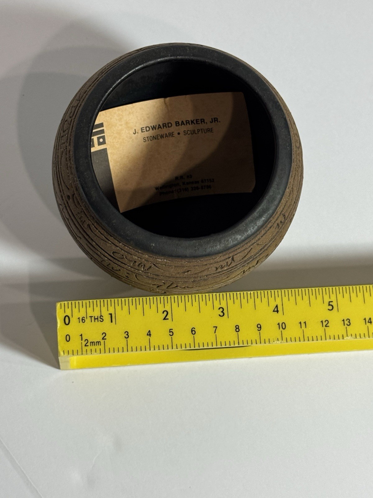 J Edward Barker Signed 1988 SCRYPT Line Studio Art Pottery Stoneware Sculpture