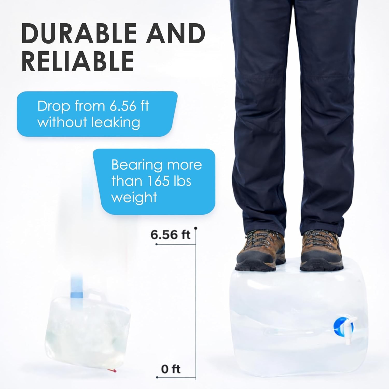 Collapsible Water Container with Spigot, 2×5.3 Gallon BPA Free Camping Water St