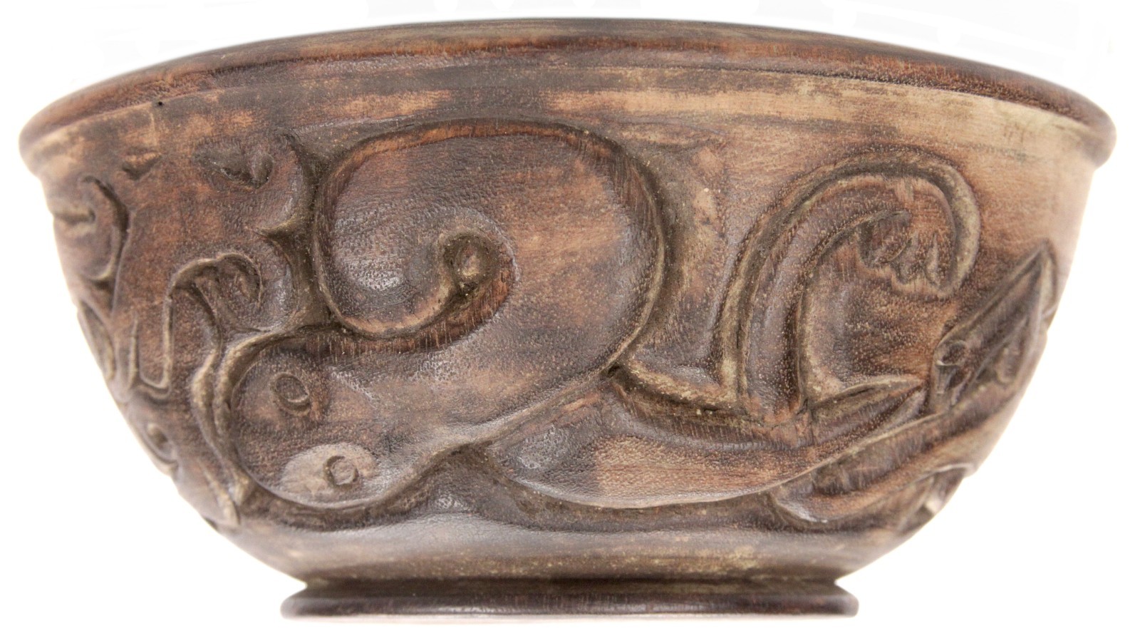 Vintage Carved Wooden Indonesian Dayak Bowl Borneo Lizard Ethnographic Carving