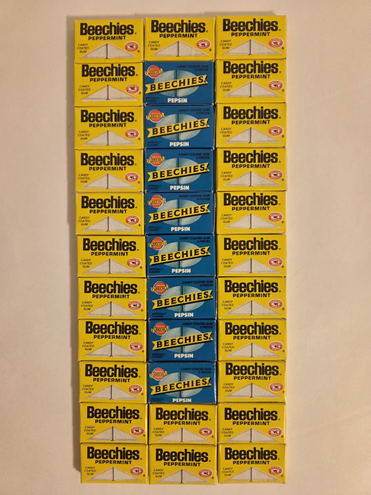 33 Vintage Beechies Peppermint & Pepsin Candy Coated Gum for Coin-Op Dispensers