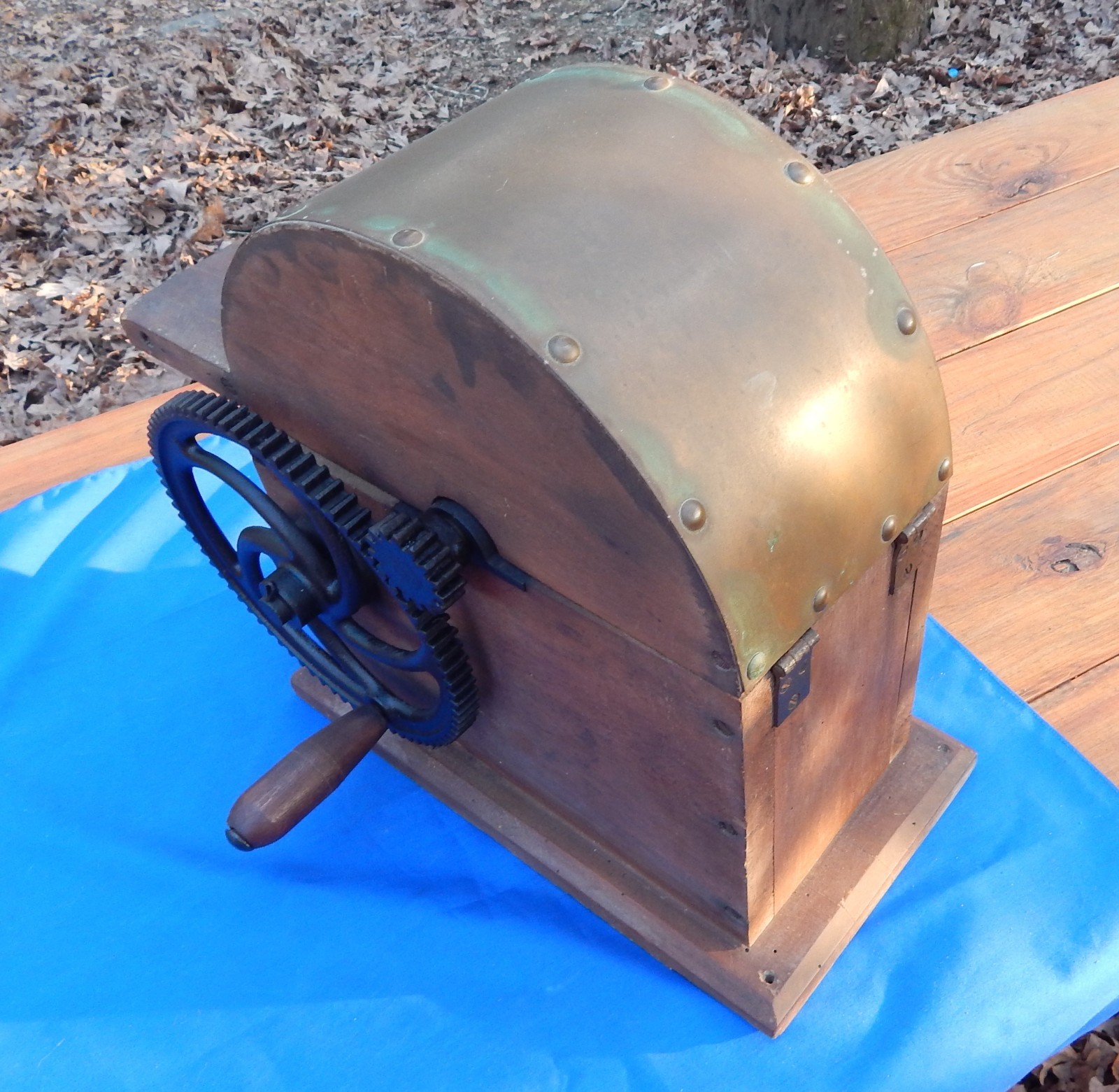 1800s Horseradish/Hard Cheese Grinder - Brass, Cast Iron and Wood