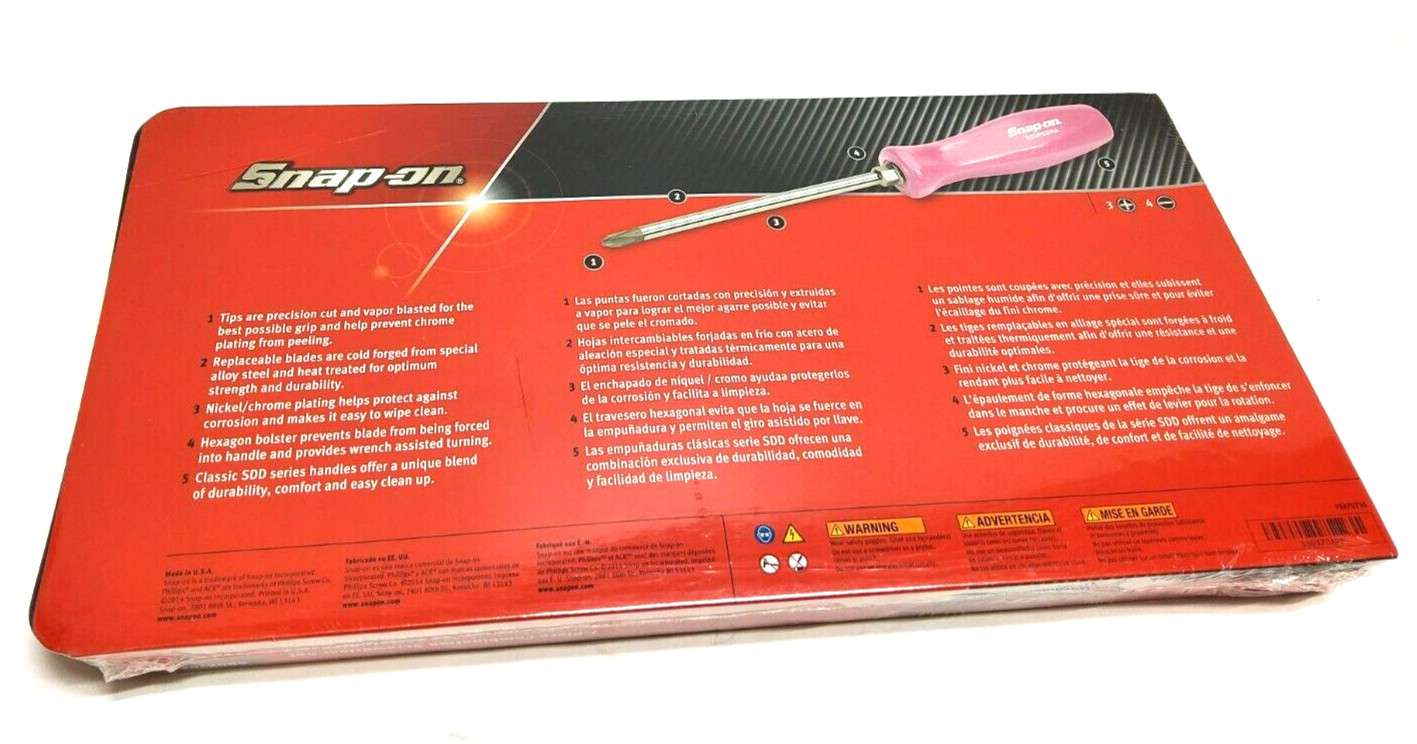 New Snap-on™ Pearl Pink Hard Handled 7-piece Screwdriver Set SDDX70APP