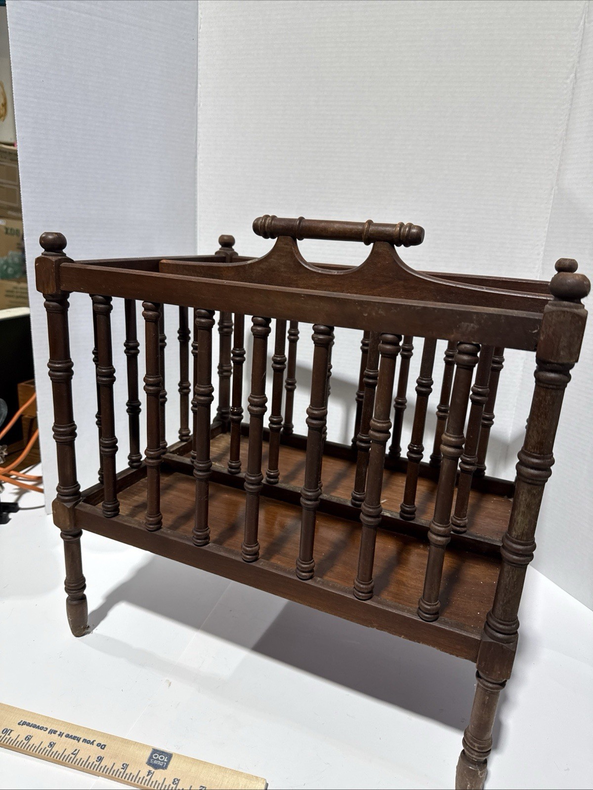 Solid Walnut Victorian Magazine Rack / Magazine Stand