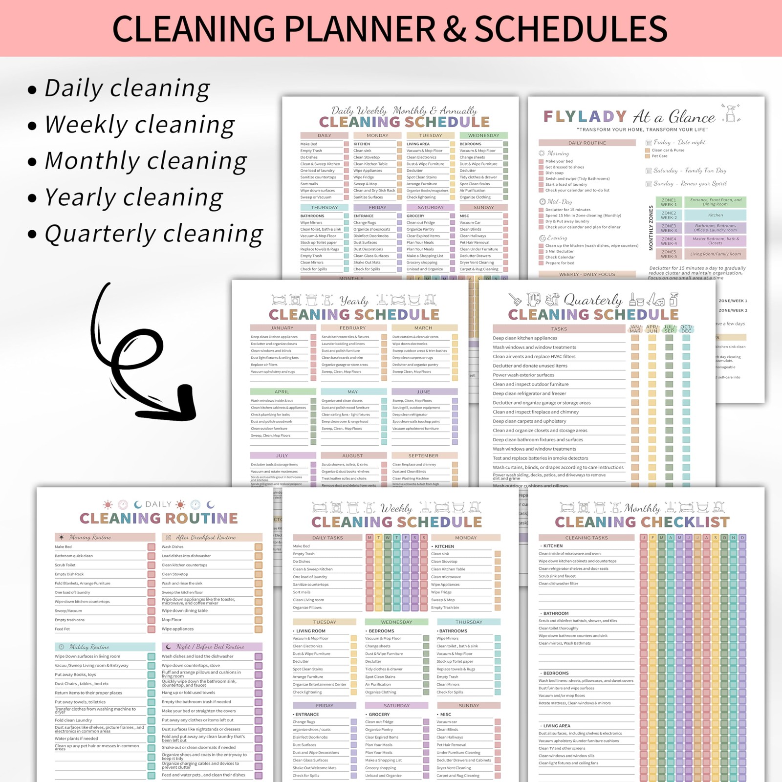 Adhd Cleaning Planner for Adults Women, Cleaning Schedule and Checklist Organ...
