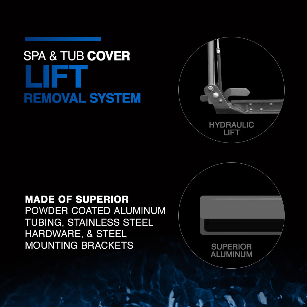 Puri Tech Elevate Spa Cover Lift Top Mount Hydraulic Powder Coated Aluminum