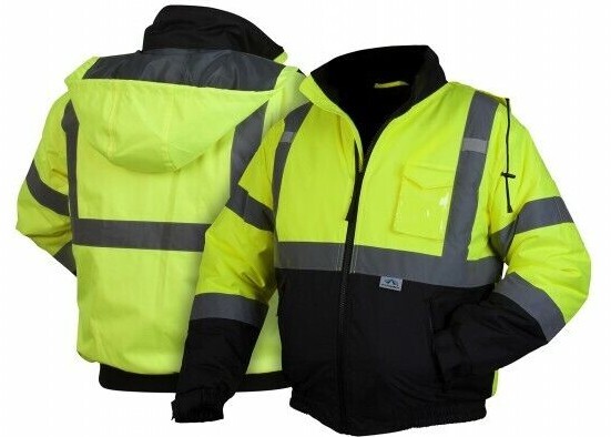 HIGH VISIBILITY REFLECTIVE INSULATED WATERPROOF HI VIS BOMBER SAFETY JACKET COAT
