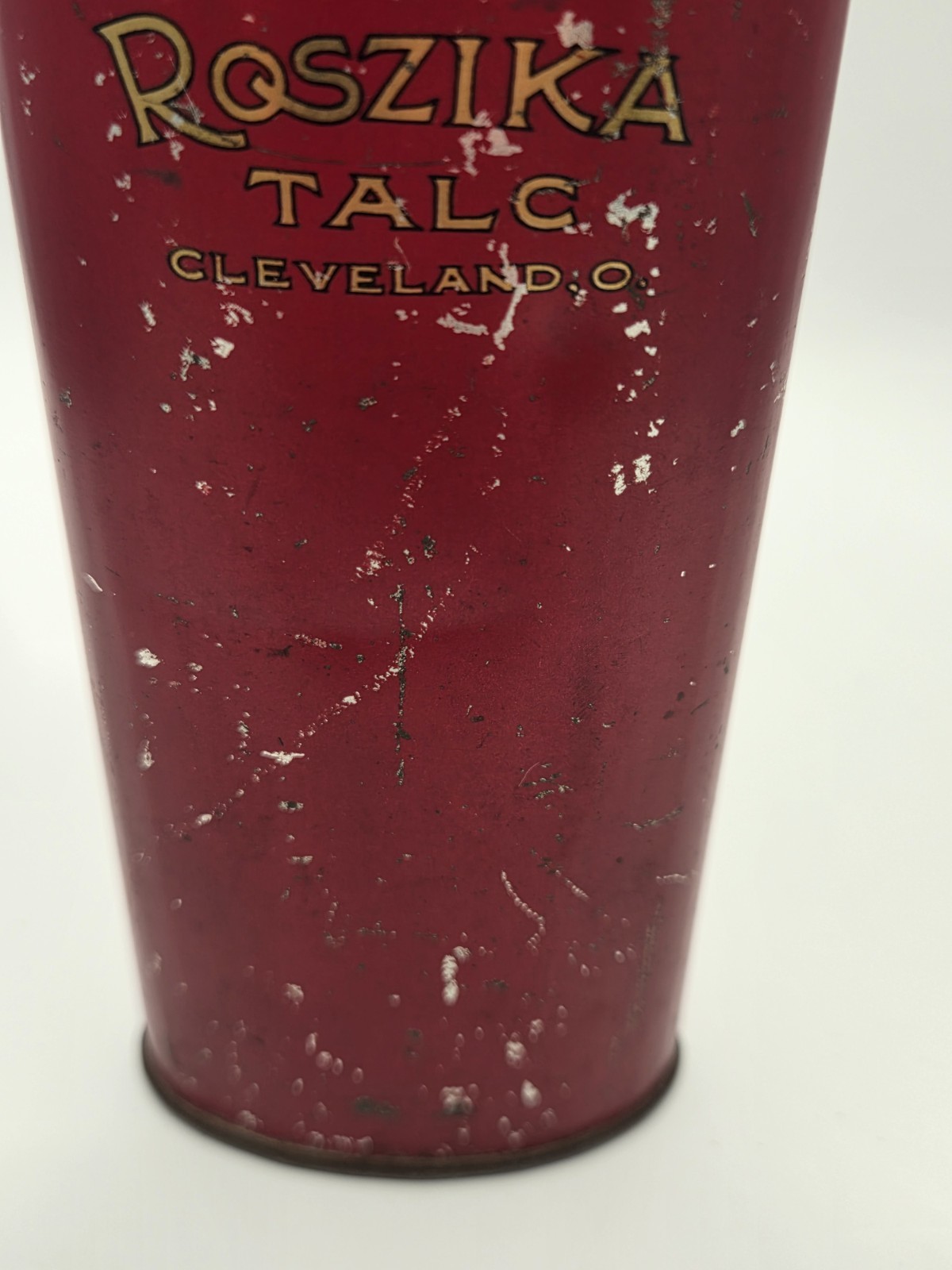 Vintage Roszika Talc Red Advertising Tin Cleveland Ohio- Smithsonian Collection