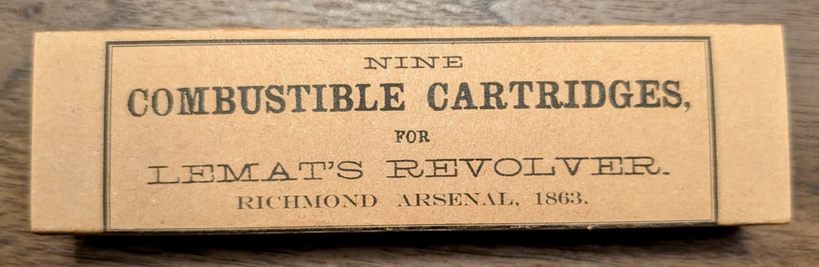 Paper Cartridge Box: .44 Caliber, LeMat  9-Shot Richmond Arsenal