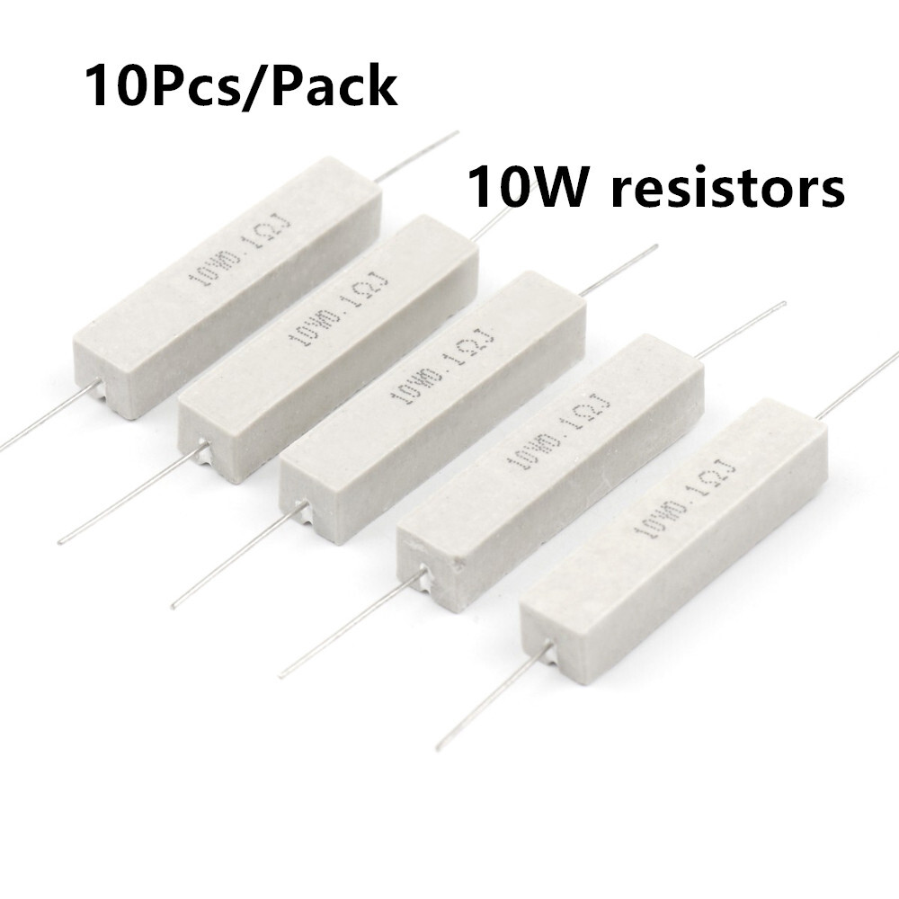 10Pcs 10 watt Wirewound Cement Resistor 10W horizontal Resistors 0.1-100K ohm