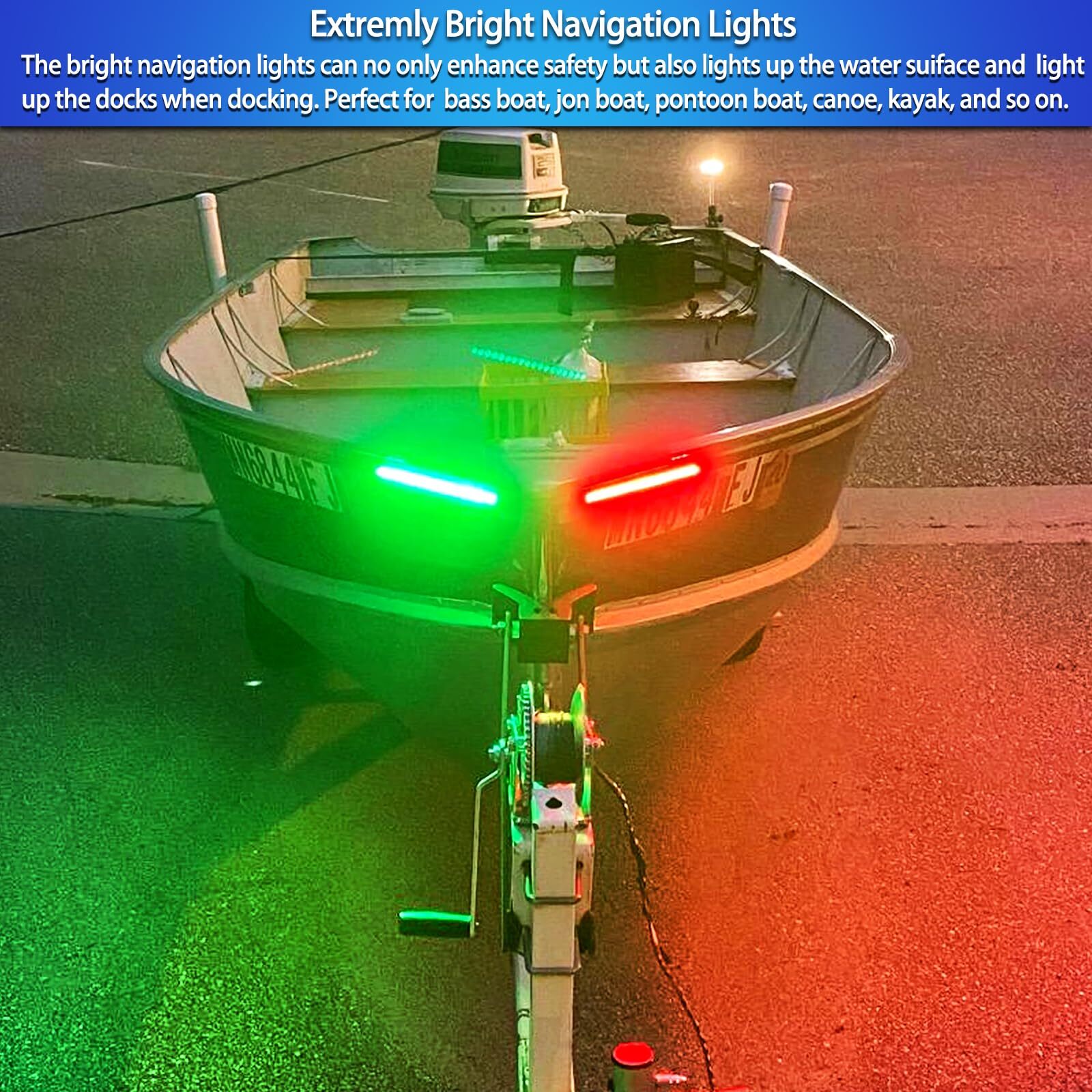 LED Navigation Light, Red and Green Marine Lights for Boats, Bow Lights