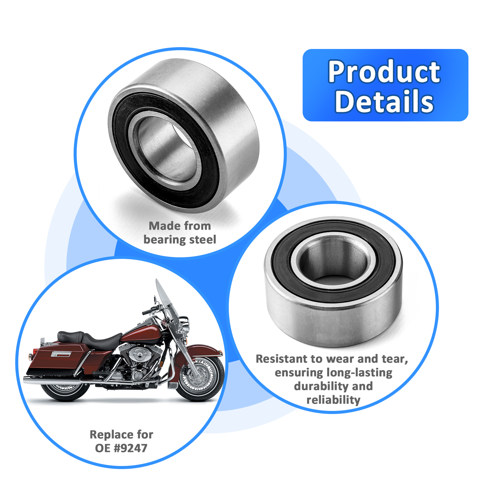 1" Axle Sealed Wheel Bearings Front / Rear For Harley Softail 2000-2007 OEM 9247