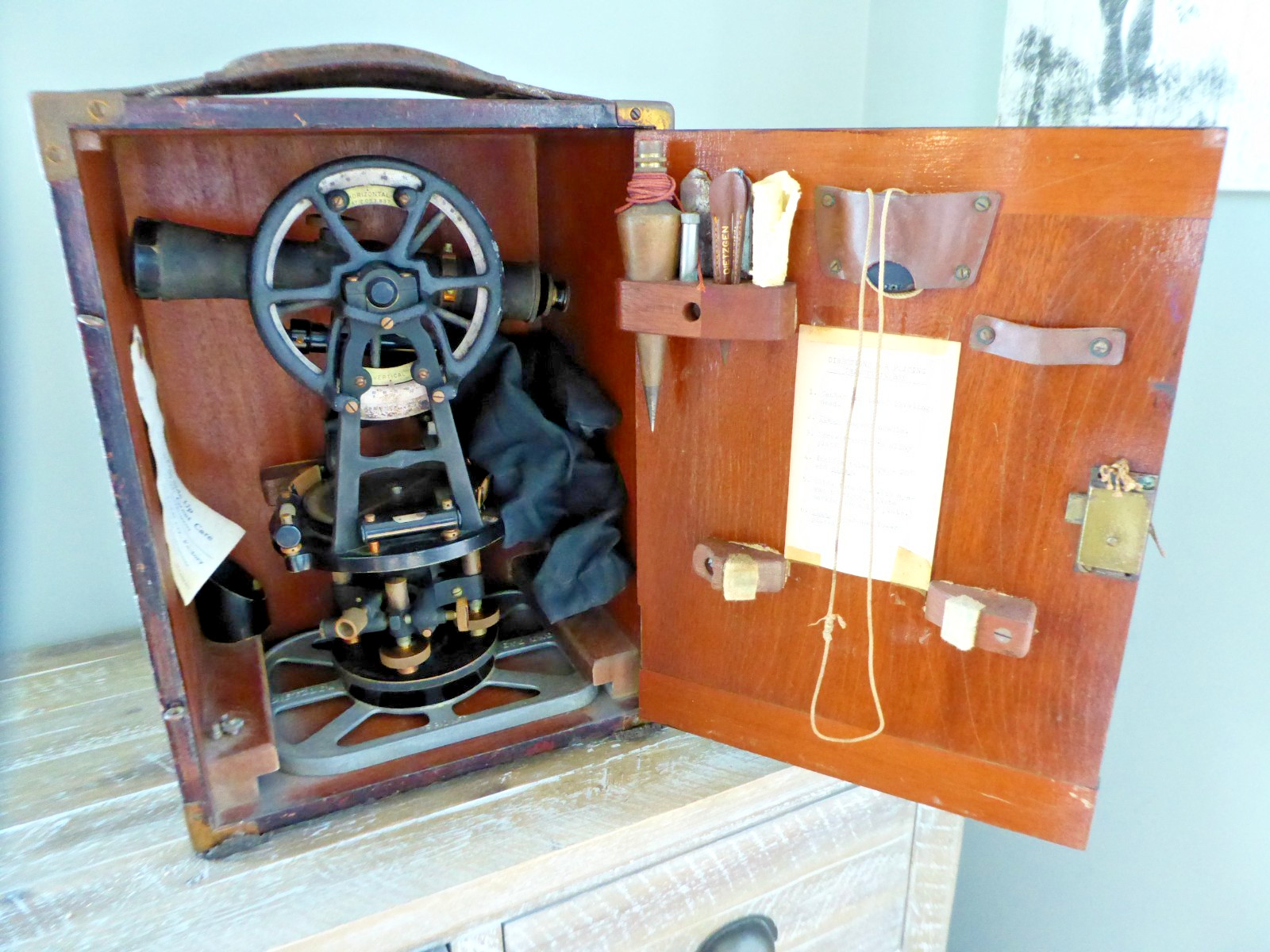 RARE WWII 2 Government Issue Dietzgen Military Engineers Corps Surveyors Transit