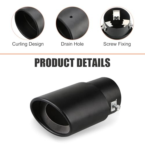 MLY Car Exhaust Tip, 2.48" Inlet Exhaust Tip, Bolt On 3.34" Outlet 5.5"