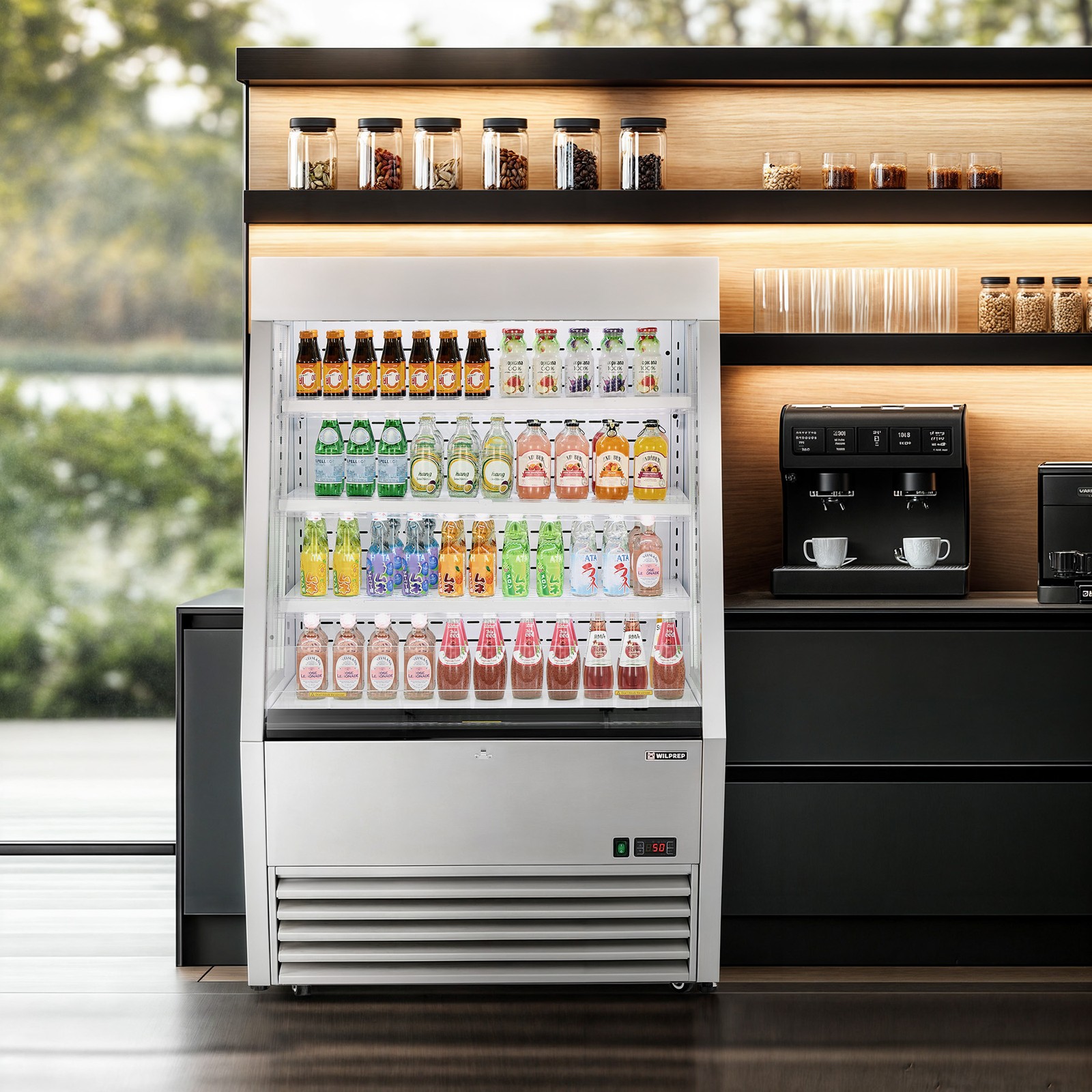 36'' Commercial Display Refrigerator Open Air Curtain Beverage Merchandiser ETL