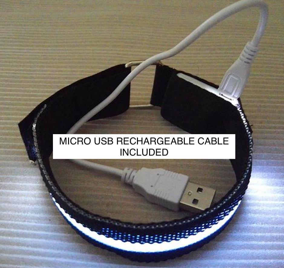 RECHARGEABLE LED ARM BAND ankle Flash Light Safety Running Bike Jog Walk armband