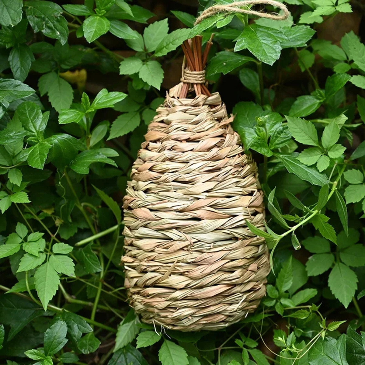 3Pack Handwoven Straw Hanging Hummingbird House Grass Bird Nest Bird Feeder