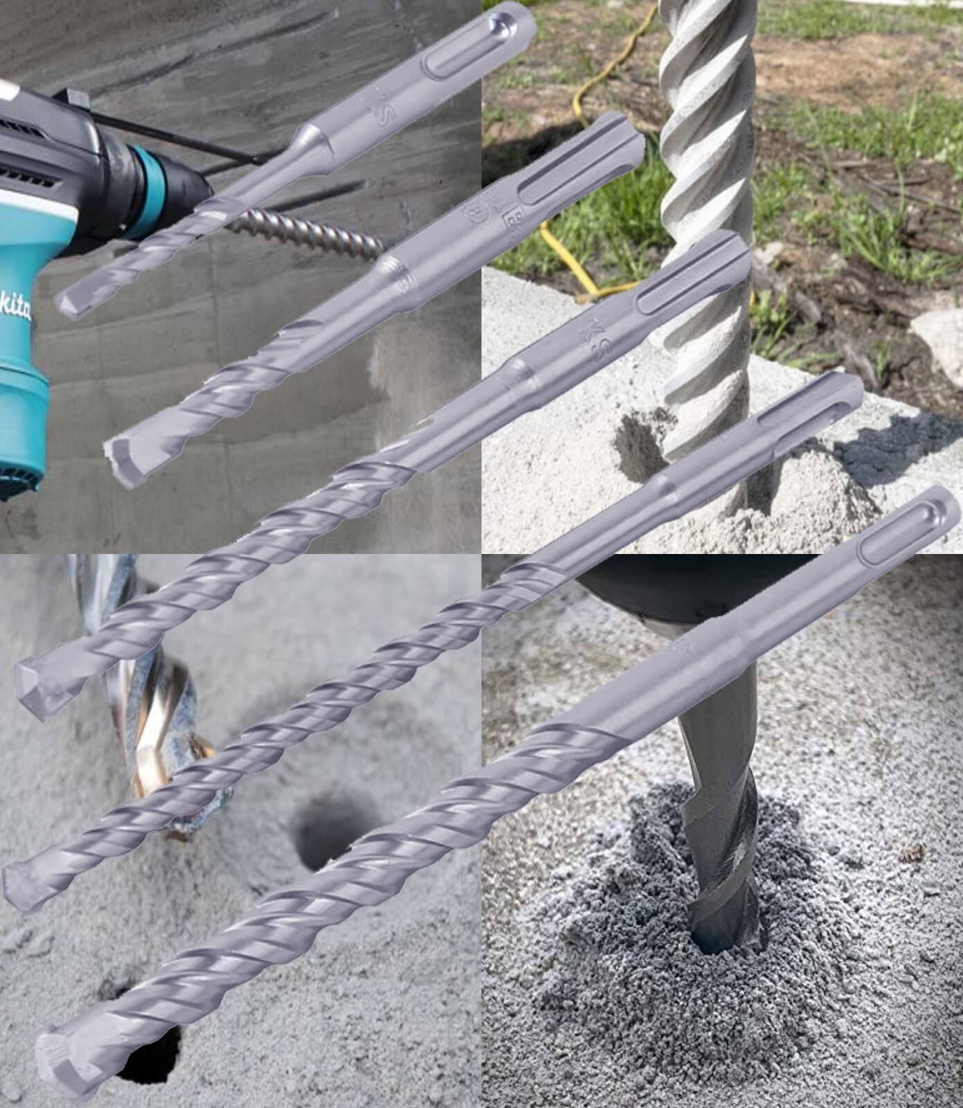 SDS Plus Carbide Tip Rotary Hammer Drill Bit Set for Concrete, 60pcs