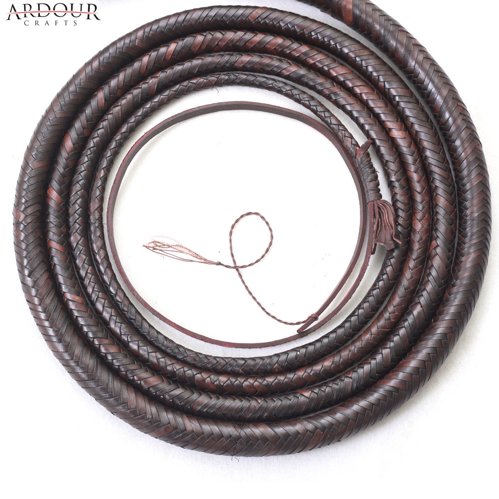 Real Leather Bullwhip 4‑16FT Handmade 16 Plait Braided Western Style Bull whip