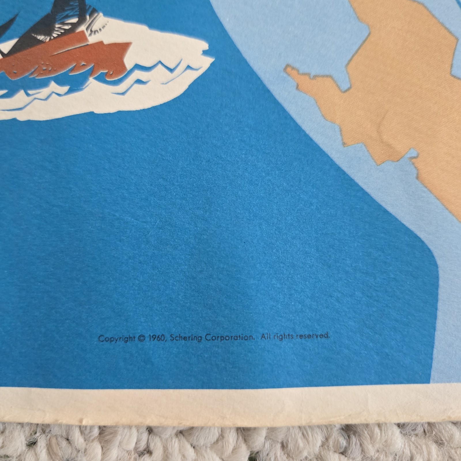 1960 Veterinary Medicine In America Poster History Map Unframed Vtg Vet Wall Art