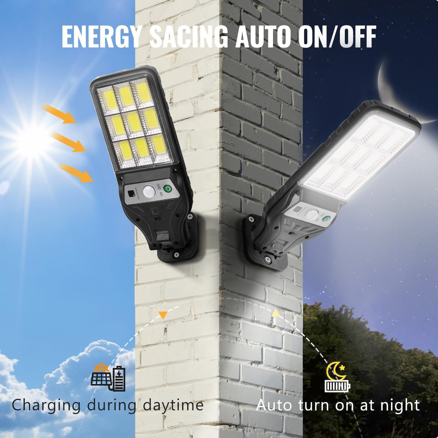 3PCS Outdoor Solar Wall Light LED Motion Sensor Bright Flood Street Lamp 3 Modes