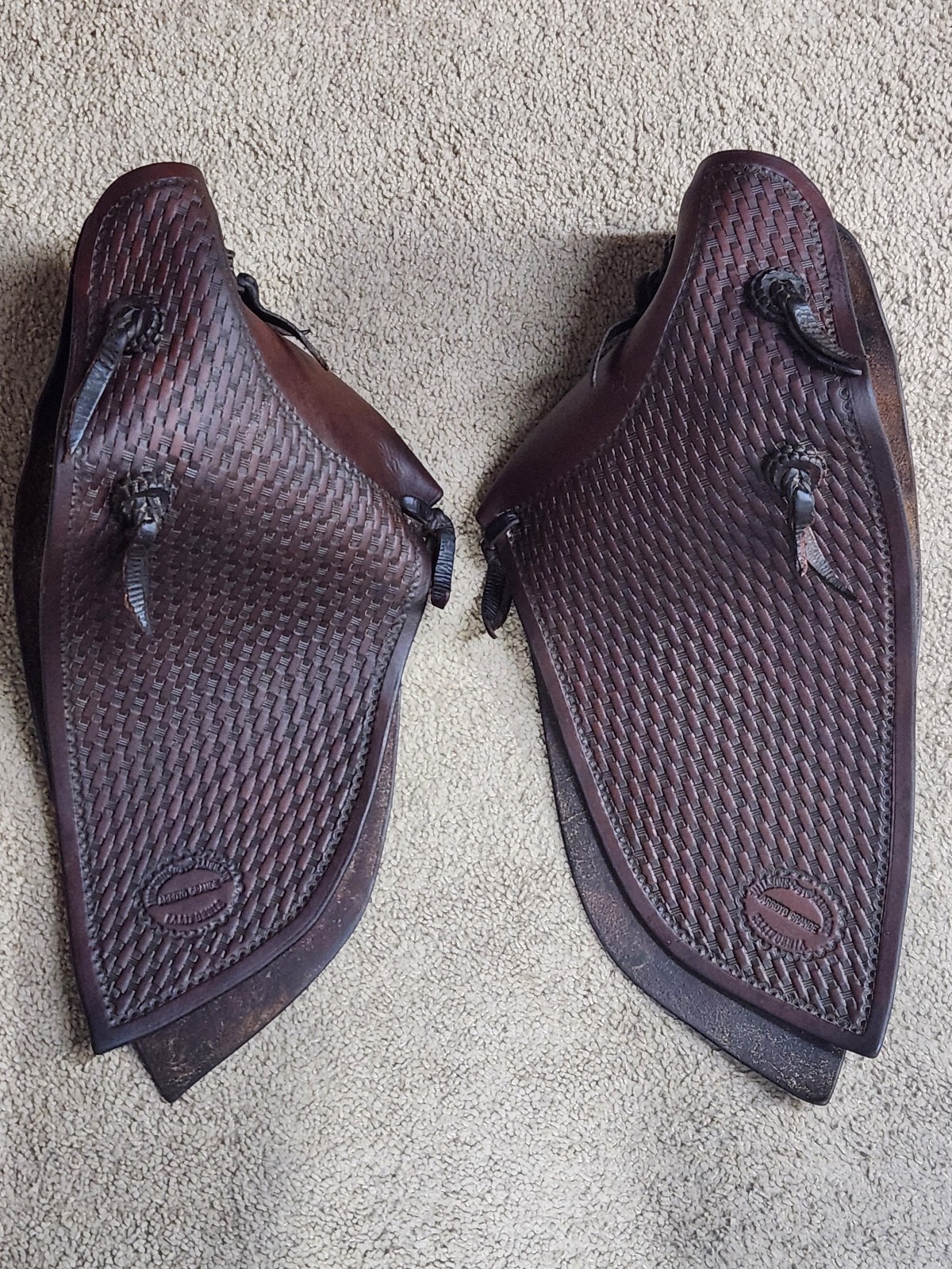 Vintage Western  Tapaderos Tooled Wilsons Custom Saddlery California