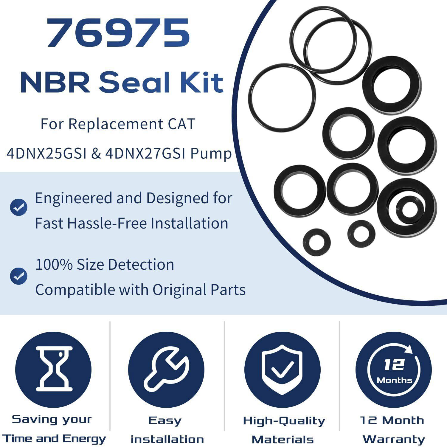 76975 Seal Kit 12Pcs for Cat Pump 4DNX Pumps 4DNX25GSI 4DNX27GSI Seal Kit Rubber
