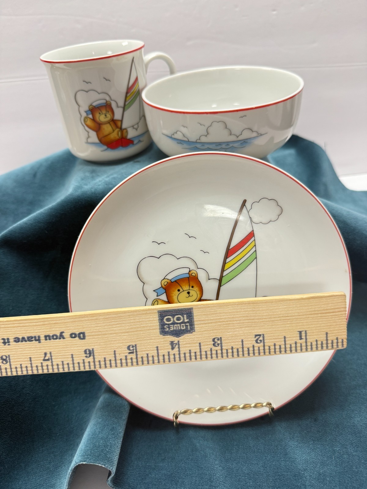 Vintage Made in Japan Childrens Place Setting Teddy Bear Plate Bowl Mug