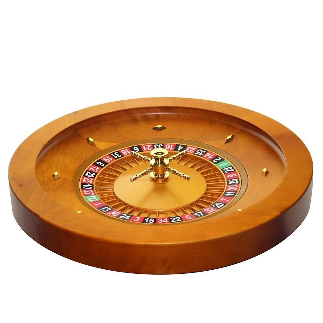 18-Inch Wood Roulette Wheel Set with 2 Balls – Satin Mahogany Finish – NEW