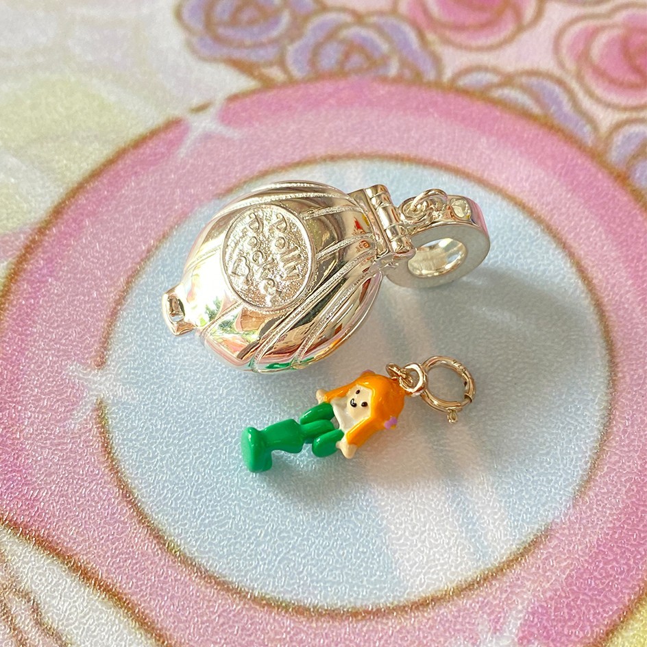 Polly pocket seashine mermaid locket sterling silver charm for bracelet