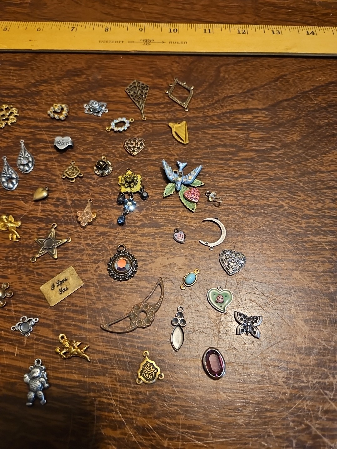 Lot Of 50 Mixed Parts Pcs France Vintage 60s Brass Stampings Findings Jewelry 16