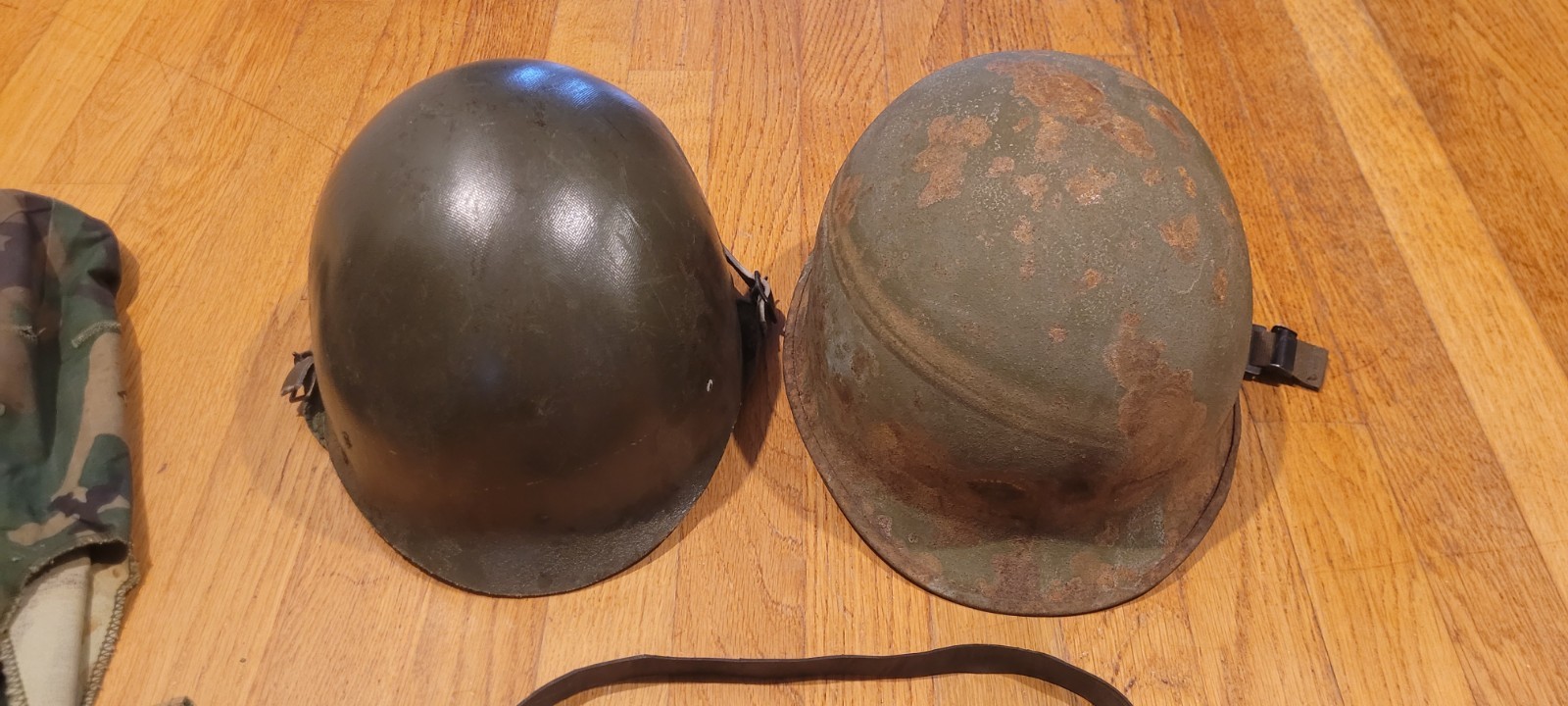 Vietnam M1 Steel Pot Helmet w/ Liner Mitchell Covers ERDL ARVN band watch spoon