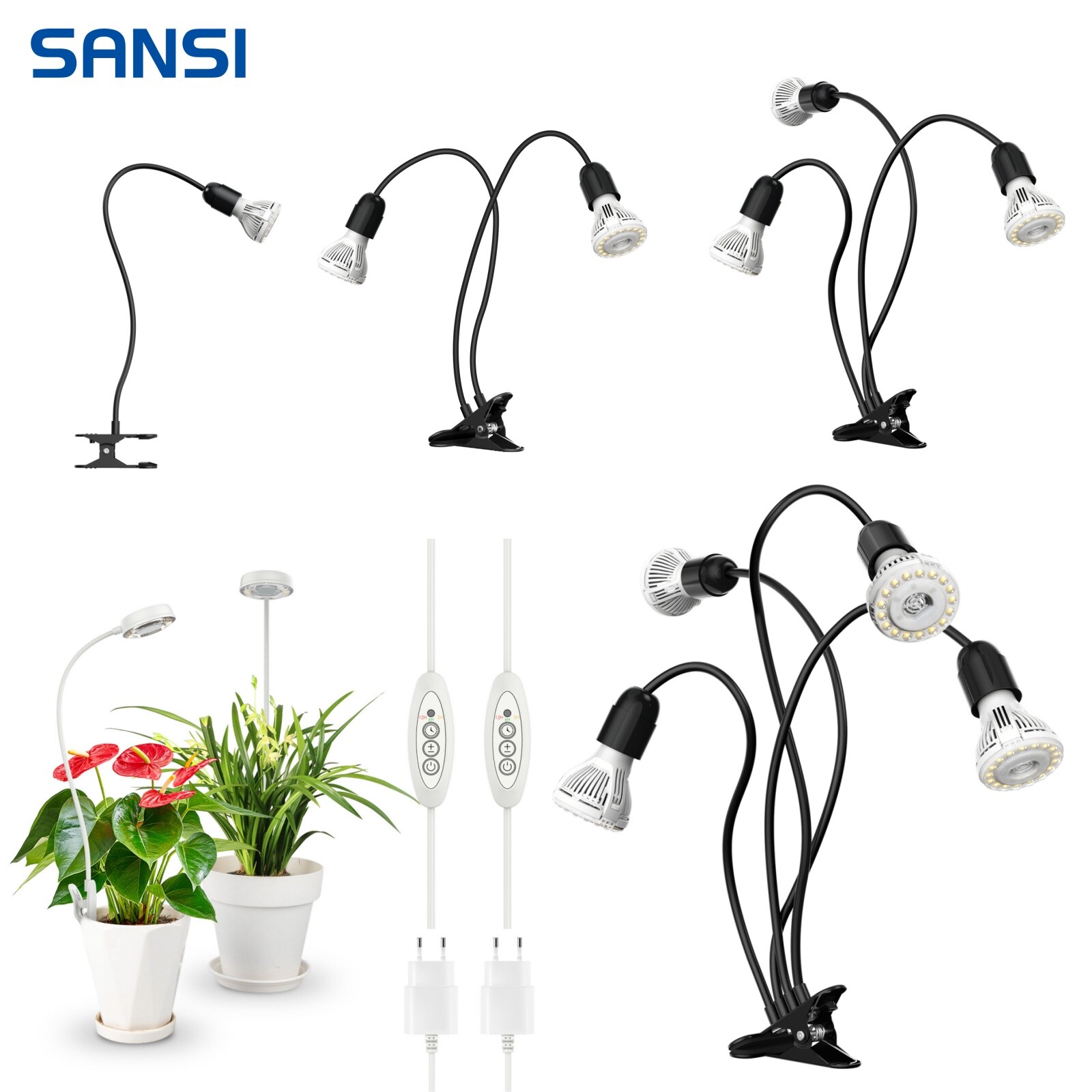 LED Grow Lights 600W Full Spectrum for Indoor Plants Hydroponics Lamp W/ Timer