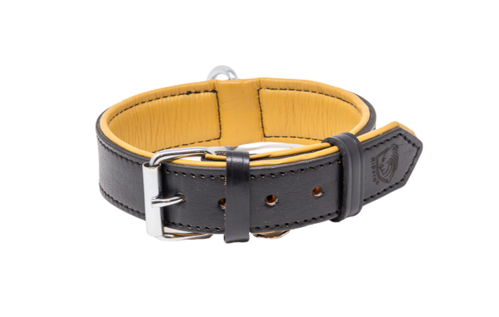 Riparo Genuine Leather Padded Dog Heavy Duty K-9 Adjustable Collar