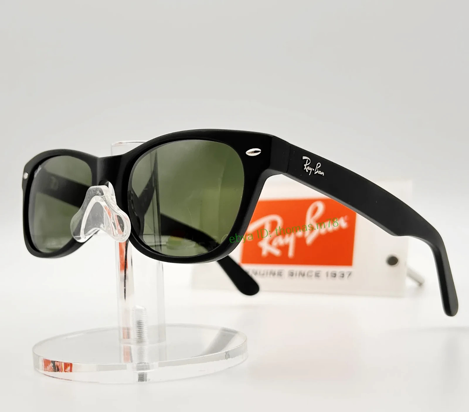 Ray-Ban New Wayfarer RB2132 Sunglasses 55mm Matte Black Frame G-15 Green Lens