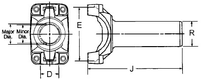Transmission 1310-27 Spline Slip Yoke 5.75" High 22 Degree Angle