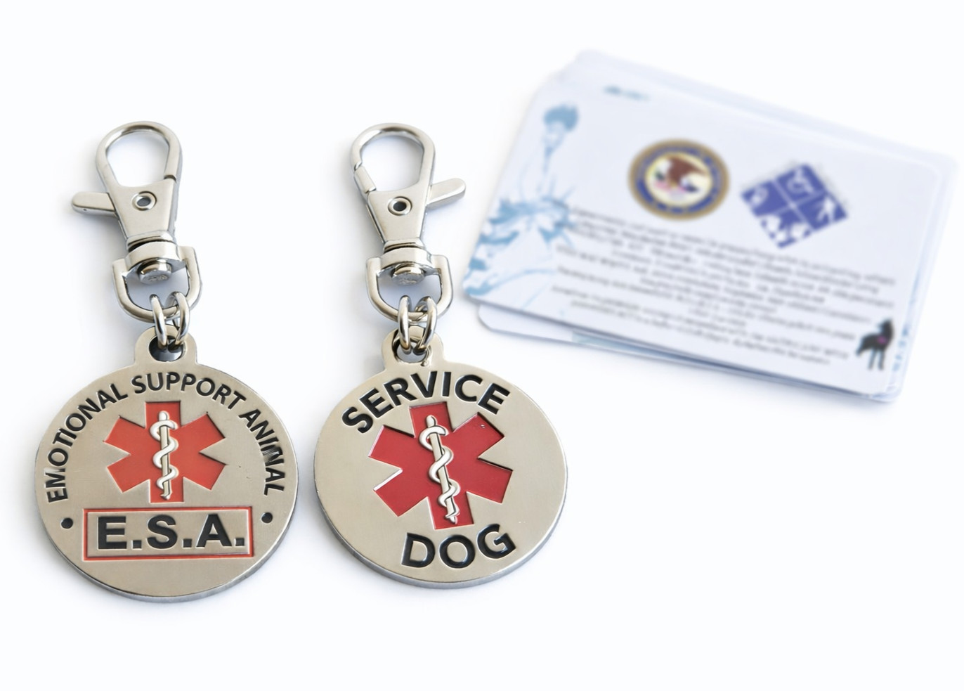 Service Dog ID Tag ESA Emotional Support Animal Metal Collar Tag + 3 ADA Cards