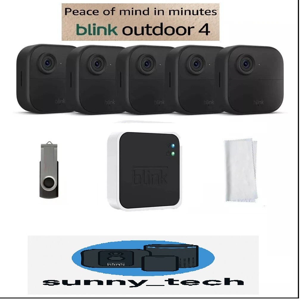 2024 Blink Outdoor 4 (4th Gen) 5 Camera Wireless HD Home Security System Kit NEW