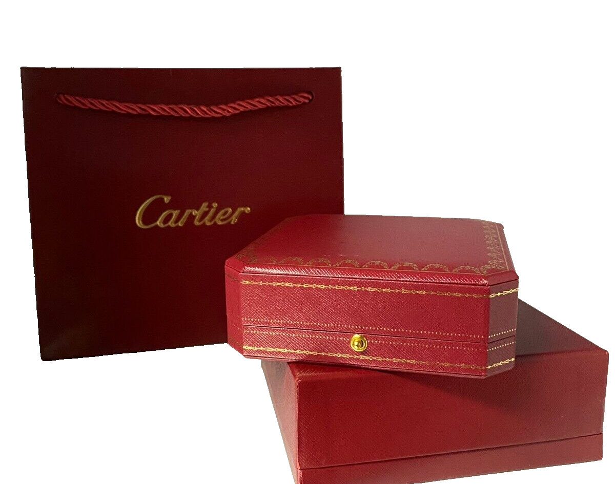 Cartier  Presentation Case Red Jewelry Box Pendant & Shopping bag Empty