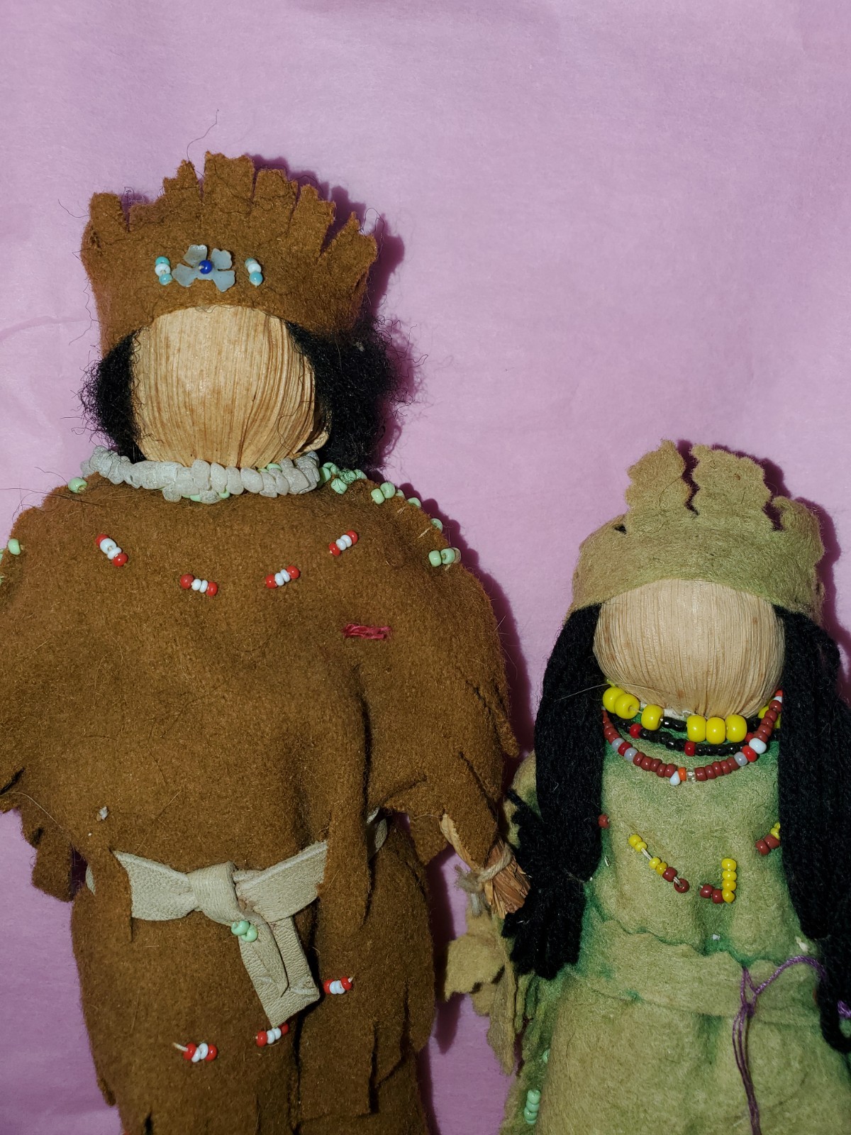 Iroquois Indian Cornhusk Doll Beaded Leather Authentic Native American Craft