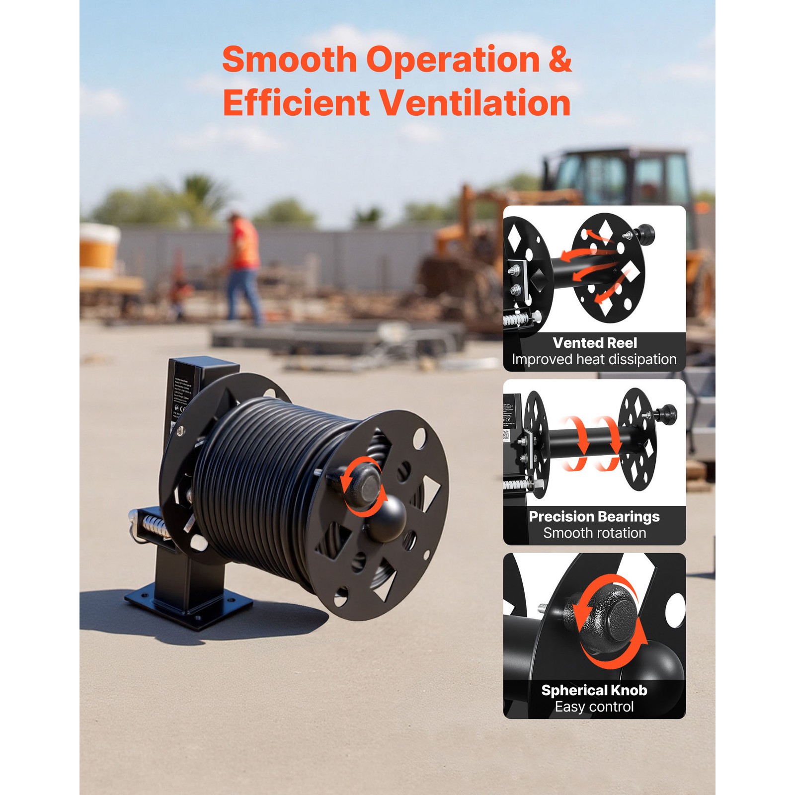 Uimoso 2PCS Heavy-Duty Welding Cable Reels for 150FT 1/0 & 125FT 2/0 Cables