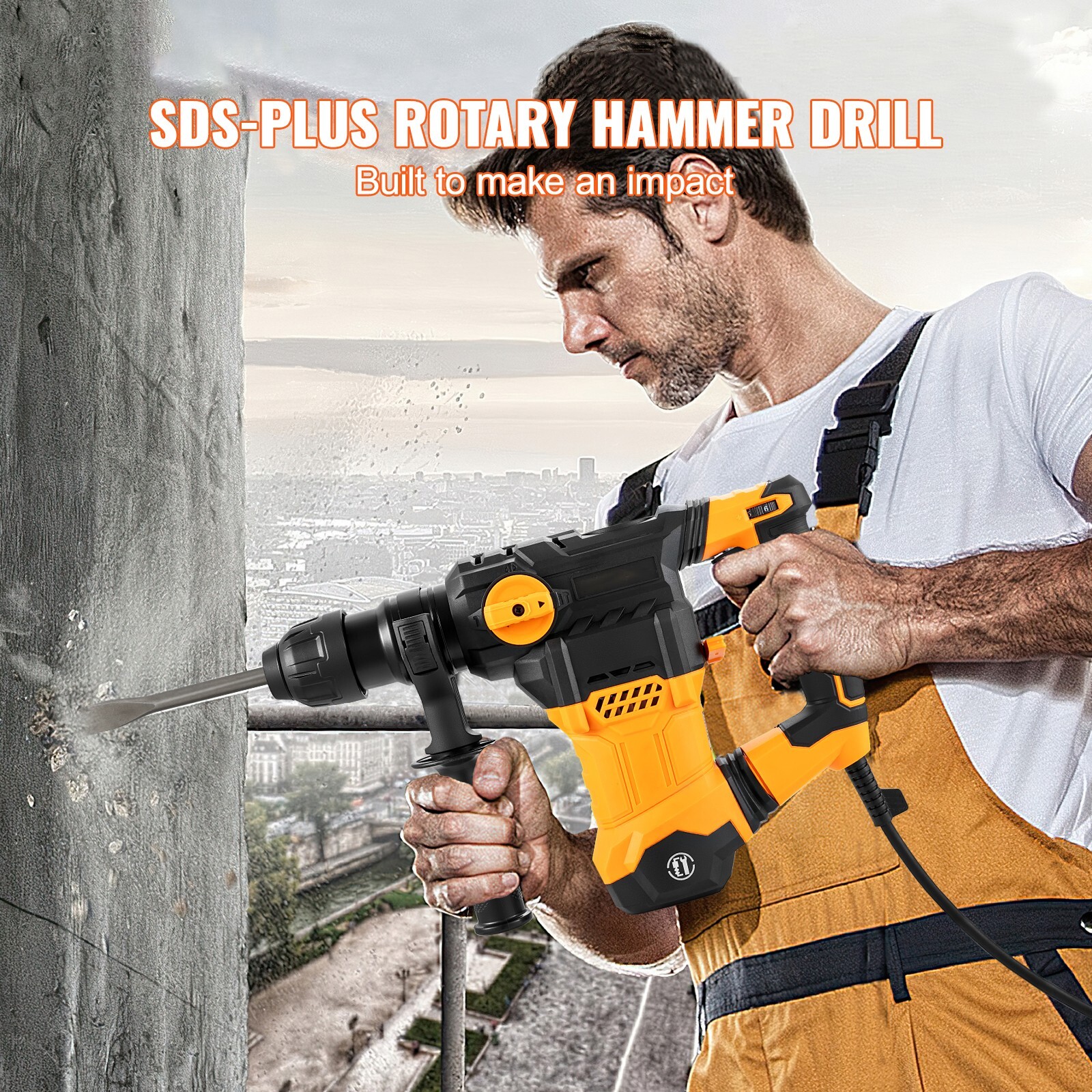 Rotary Hammer Drill Corded Drills 1-1/4" 4 Modes SDS-Plus Chipping Hammers