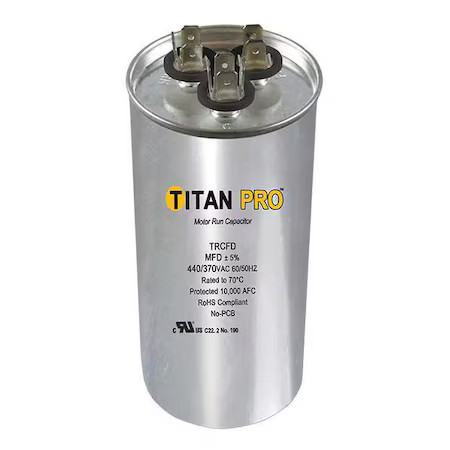Titan Pro Trcfd455 Motor Dual Run Capacitor, Round, 440/370V Ac, 45/5 Mfd, 4