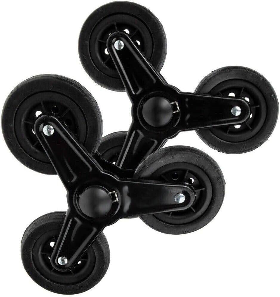 Tri 6 Wheels Black Shopping Trolley Folding Stair Climbing Grocery Cart With Bag