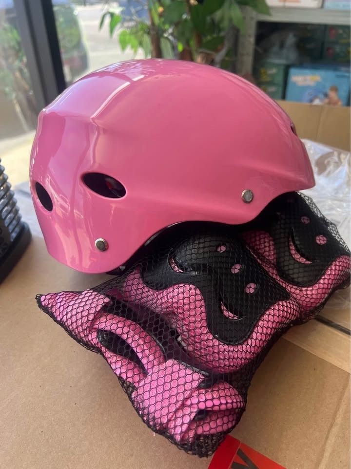 Toddler-Kids Ultralight Black Helmet with Knee-Elbow-Wrist-Pads