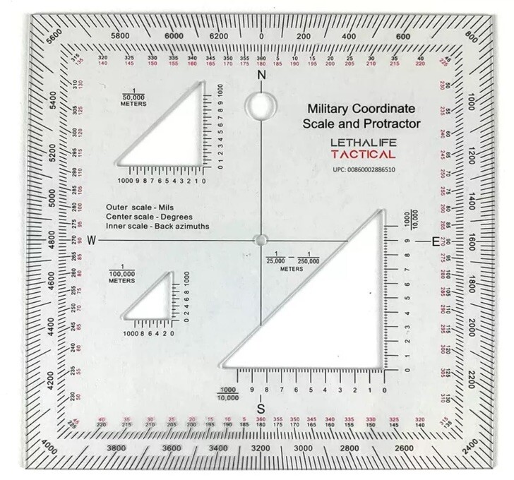 Military Protractor - Perfectly cut for Land Nav Lethalife Tactical