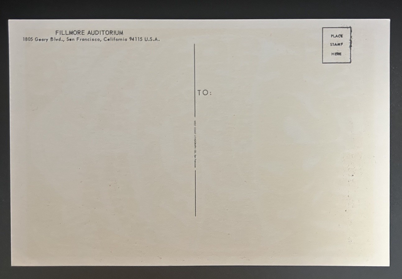 1966-FILLMORE-BG-3 POSTCARD-2ND PRINT-JEFFERSON AIRPLANE/PAUL BUTTERFIELD-WILSON